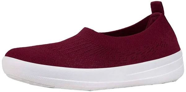 Fitflop Women's Uberknit Slip-On Ballerina Flats Berry 7.5