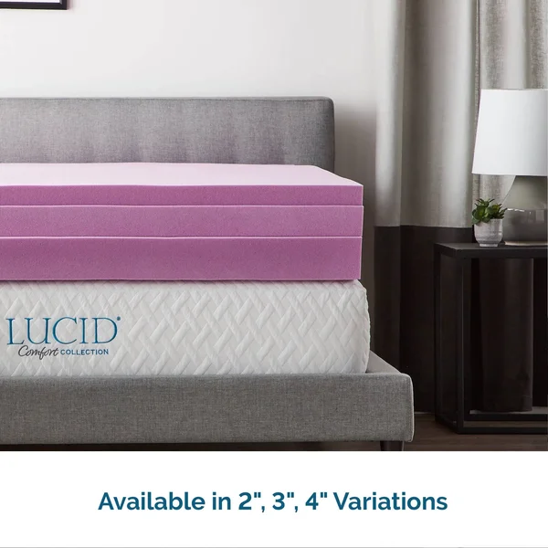 Lucid Comfort Collection Lavender Memory Foam Mattress Topper King 4 inch OVLU4030VTPARENT