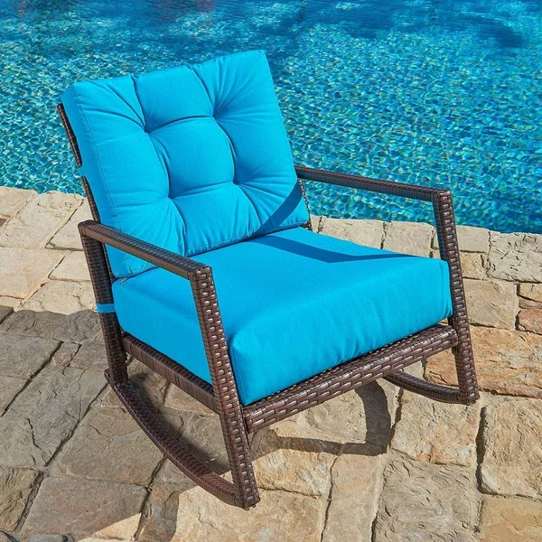 Pheap Outdoor Wicker Rocking Chair by Havenside Home - Blue