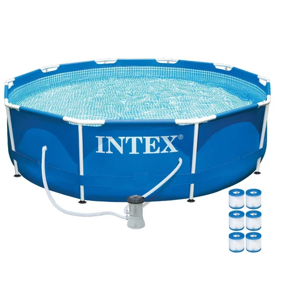 Intex 10& x 30x22 Metal Frame Above Ground Swimming Pool with 330 GPH Pump & Filters
