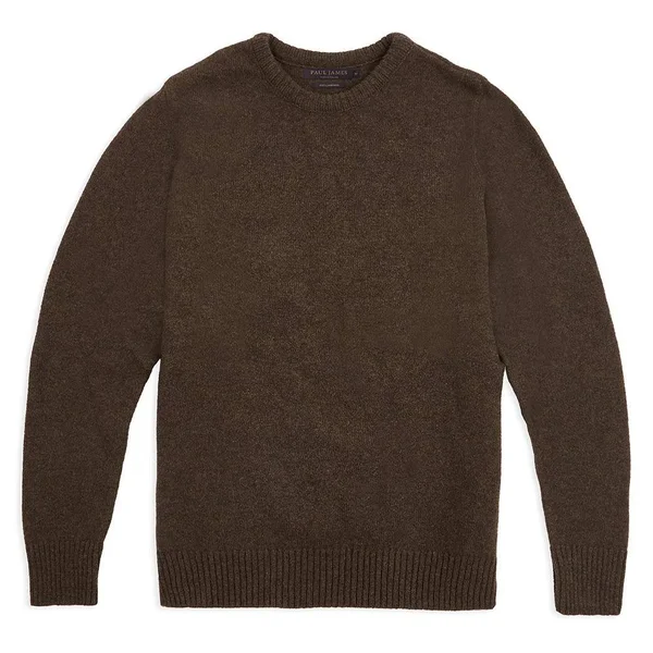 Mens 100% British Lambswool Crew Neck Jumper, Acorn, M