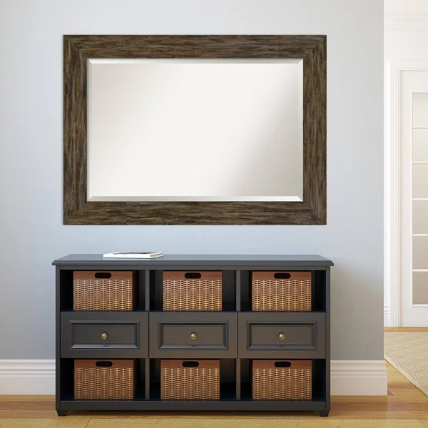 Amanti Art Fencepost Brown 23x22 x 27x22 Framed Wall Mirror