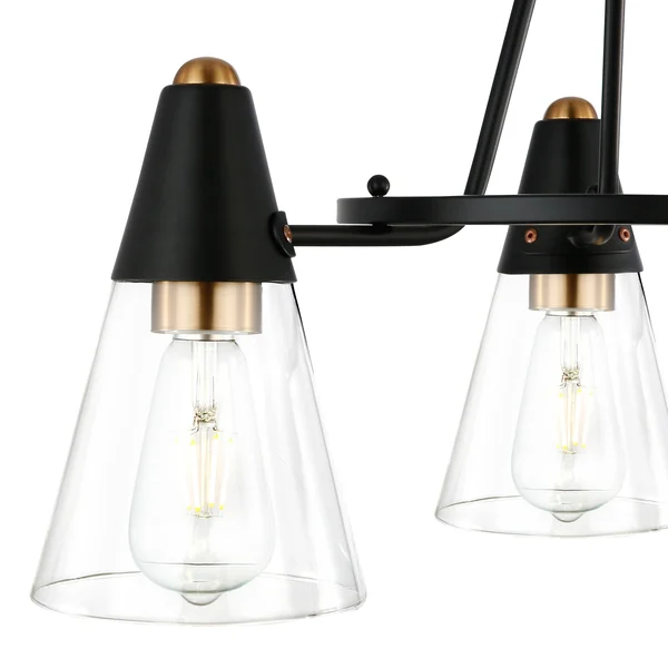 Light Society Petra 3-Light Chandelier - Black/Brass