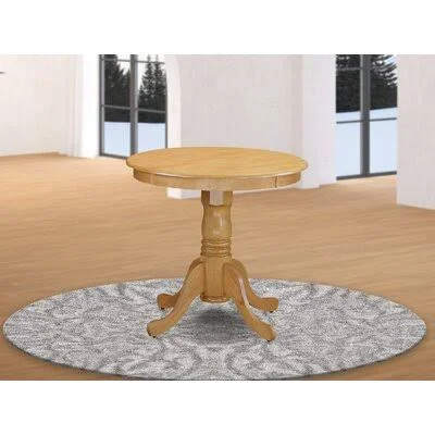 Mckinnis 30x22 Solid Rubberwood Pedestal Dining Table Canora Grey Base Color: Oak, Top Color: Oak
