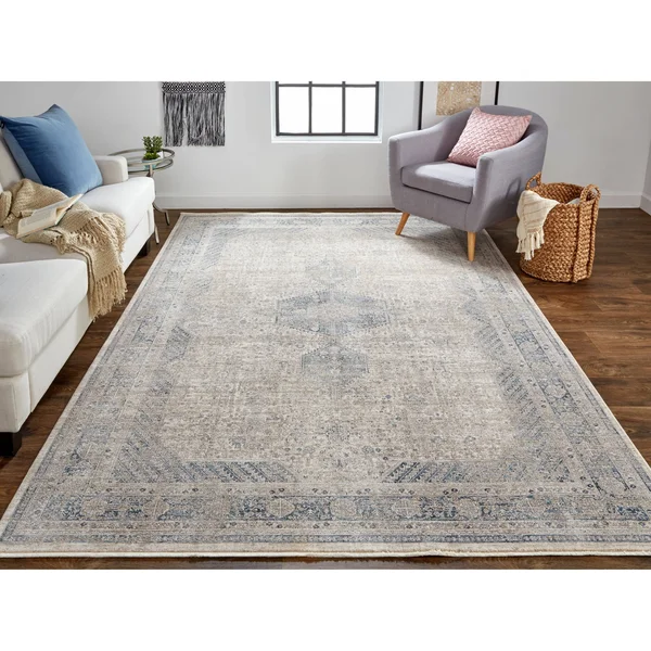 Gilford Rustic Persian Farmhouse Rug - Warm Gray/Blue, 5ft x 7ft - 2in Area Rug, Size: 5' x 7'-2 inch
