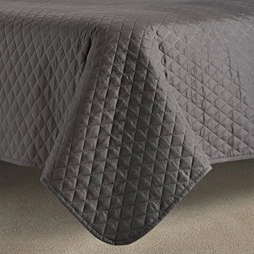 Comfy Bedding 3-Piece Bedspread Coverlet Set Extra Lightweight and Oversized Diamond Embossed, King/Cal King Charcoal