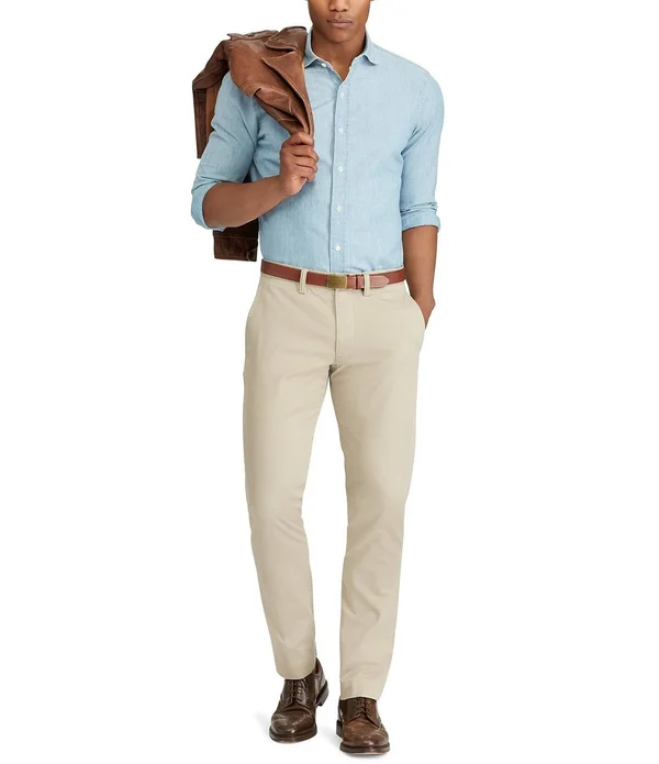 Polo Ralph Lauren Straight Fit Stretch Chino Men's Casual Pants English Brown : 33 32