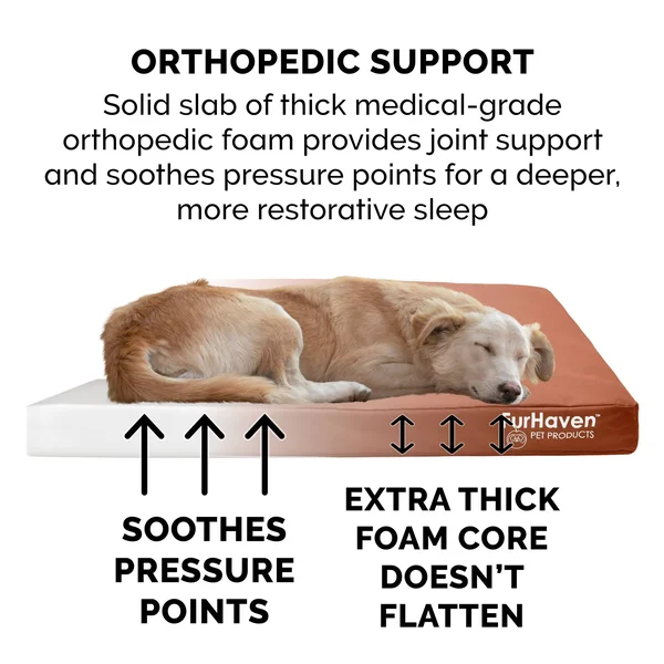 FurHaven Logo Indoor/Outdoor Deluxe Full Support Orthopedic Dog Bed - Jumbo Plus, Chestnut