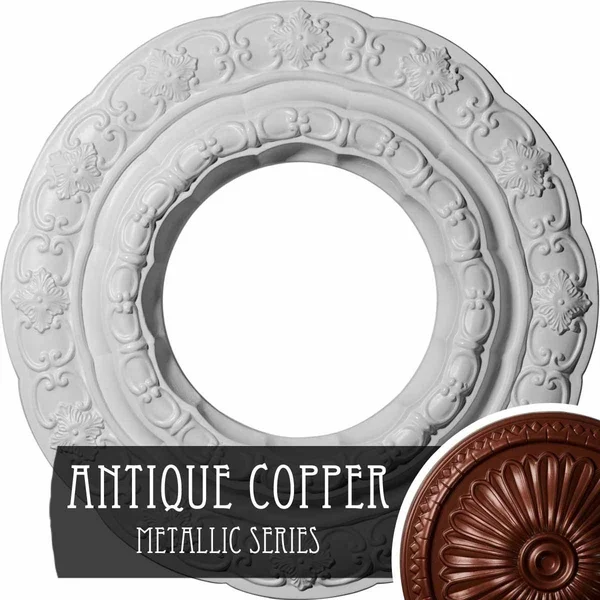 15 3/8x22OD x 7x22ID x 1x22P Lisbon Ceiling Medallion (Fits Canopies Up to 7x22), Hand-Painted Platinum