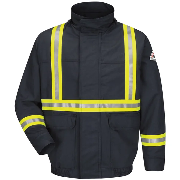 Bulwark Jljcl Lined Bomber Jacket with Reflective Trim - Excel FR ComforTouch - Long Sizes - Navy - L
