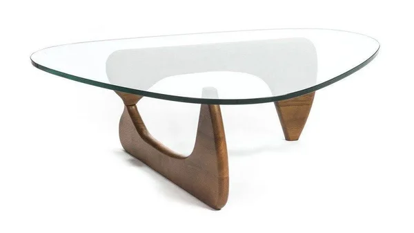 Triangle Coffee Glass Top Table - Walnut