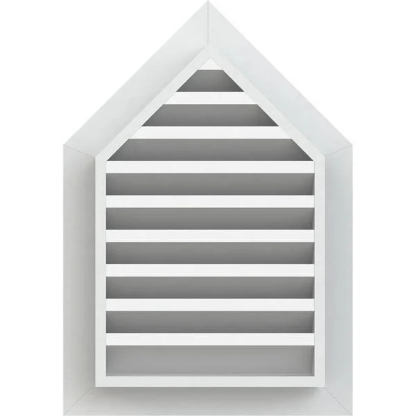 26 inchw x 30 inchh Peaked Top Gable Vent (31 inchw x 35 3/8 inchh Frame Size) 12/12 Pitch: Functional - PVC Gable Vent w/ 1 inch