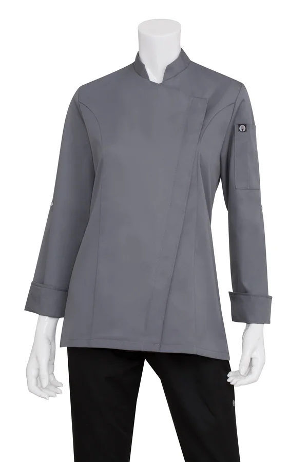 Chef Works BCWMC007GRY2XL Lansing Women's Chef Coat Gray 2XL