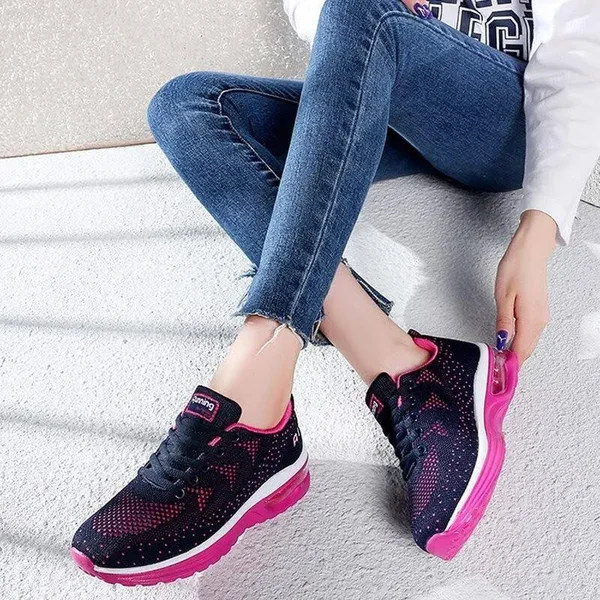 Omega Walk Comfortable Walking and Running Shoes for Women - Lightweight - Breathable - Stylish - Air CUSHION - Pink, US 9
