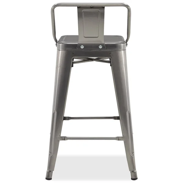 BELLEZE Asher 30x22 Bar Stools Low Back (Set of 4) Gunmetal - #aeaeae