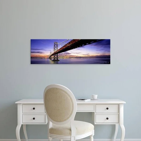 Easy Art Prints Panoramic Images's 'Twilight - Bay Bridge, San Francisco, California, USA' Premium Canvas Art - 12 x 36 - Stretch