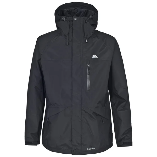 Trespass Mens Corvo Hooded Full Zip Waterproof Jacket/Coat Black Xxs