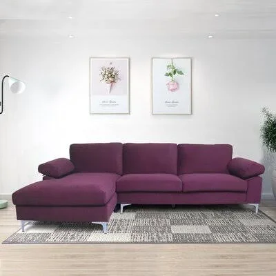 Yuko 103.5x22 Wide Microfiber/Microsuede Left Hand Facing Modular Sofa & Chaise Orren Ellis Fabric: Purple