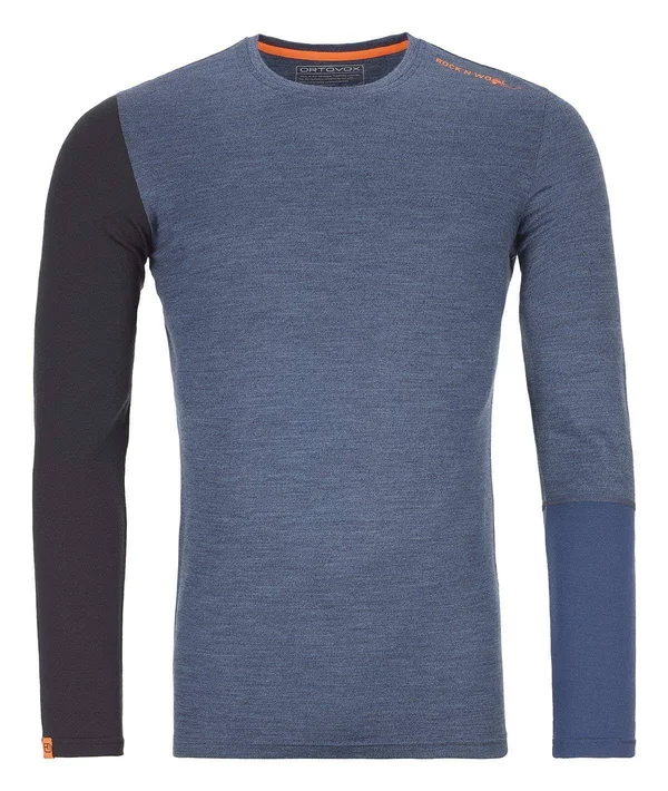 Ortovox 185 Rock&N&Wool Long-Sleeve Top - Men's Night Blue Blend, M