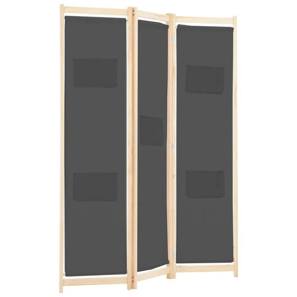 vidaXL 3-Panel Room Divider Gray 47.2x22x66.9x22x1.6x22 Fabric