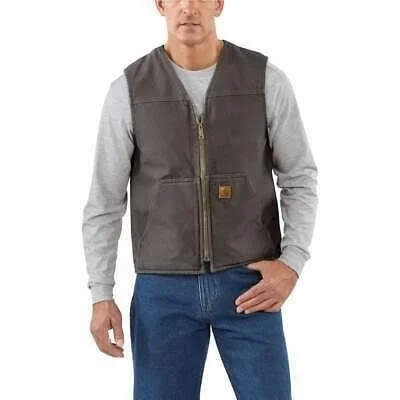 Carhartt Men's Sandstone Rugged Sherpa Lined Vest, Black, Medium