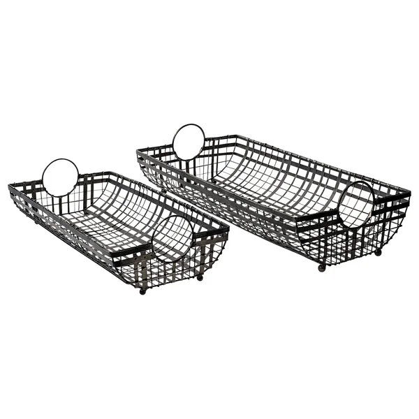 Mercana Kenneth Set of 2 Baskets Gray, Metal