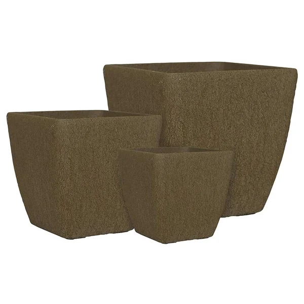 Happy Planter - Natural Stone, Plastic Resin Fiberglass, Size - 19.7 inch x 19.7 inch x 18.9 inch, Color - Sedimentary Rock, Gra