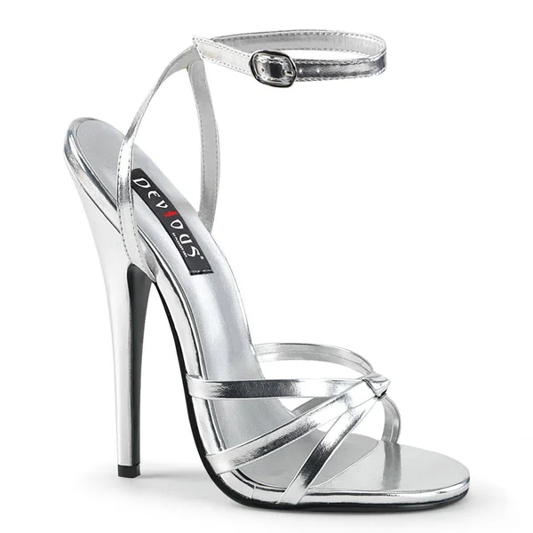 Devious - Domina-108 14 - Silver Metallic PU