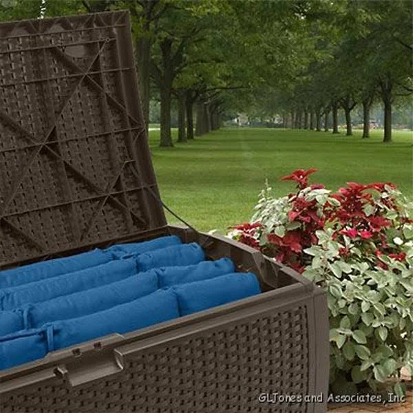 Suncast 73 Gallon Outdoor Deck Box & 99 Gallon Patio Garden Deck Box - Mocha