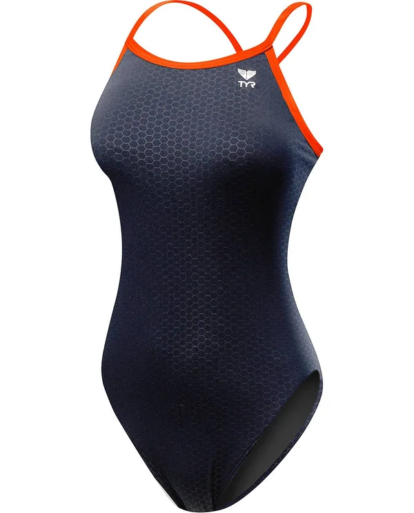 TYR DHEX7Y Girls& Hexa Diamondfit Swimsuit - Black/Orange, 22