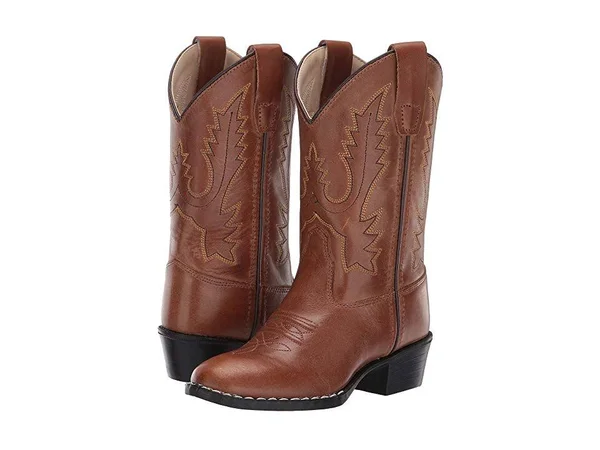 Old West Boys& Corona Calfskin Cowboy Boots - Round Toe