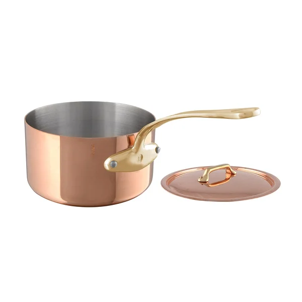 Mauviel 6801.13 M&Heritage 250B 2.5 mm 0.9 Quart Copper Saucepan & Lid, Bronze Handle