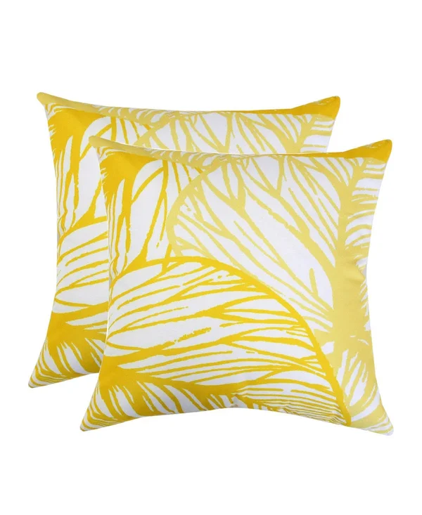Homey Cozy 20x22 Fabric Outdoor Classic Leaves Throw Pillow in Yellow (Set of 2)