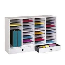 Safco Wood Adjustable Literature Organizer, 32 Compartment W. Drawer