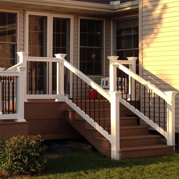 Deck Railing Finyl Line T-Top Vinyl White Round Level - 6 ft. x 36 in.