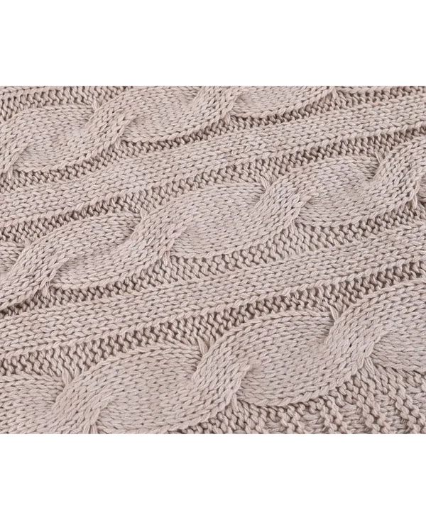 Happycare Textiles Soft Knitted Dual Cable Throw - Blush