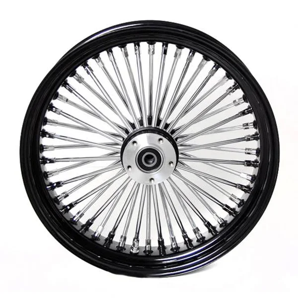 Ultima King Spoke 16x22 x 3.5x22 Black/Chrome 48 Fat Spoke Rear Wheel for Harley Davidson 1 inch Bearing 37-538