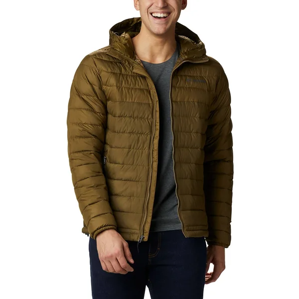 Columbia Powder Lite Hooded Jacket S - New Olive, Olive Brown