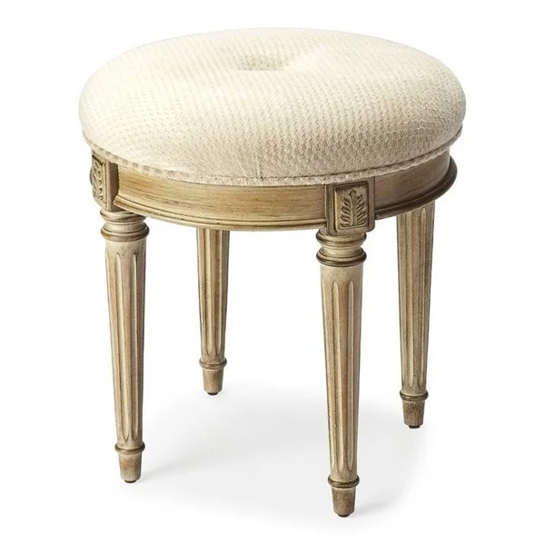 Beaumont Lane Vanity Stool in Light Brown and Driftwood Gray