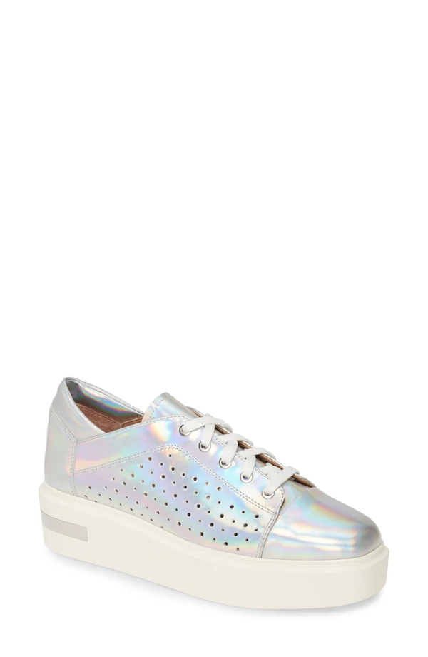 Women's Linea Paolo Kendra Platform Sneaker, Size 5 M - Metallic