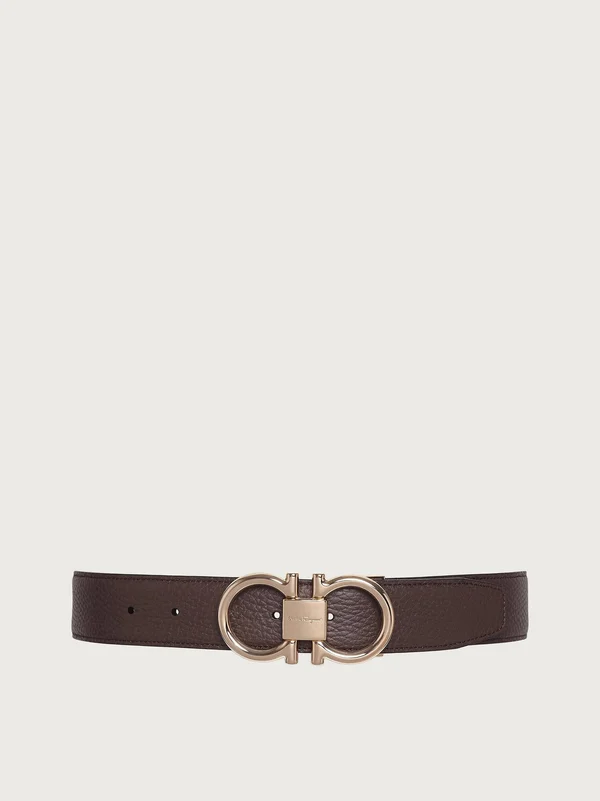Salvatore Ferragamo Men's Rose Gold Double Gancio Reversible Belt