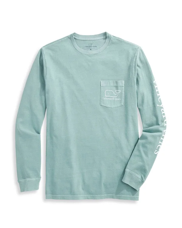 Vineyard Vines Men's Long-Sleeve Garment Dyed Vintage Whale Pocket T Shirt