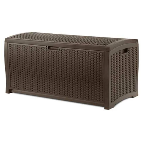 Suncast 73 Gallon Outdoor Deck Box & 99 Gallon Patio Garden Deck Box - Mocha
