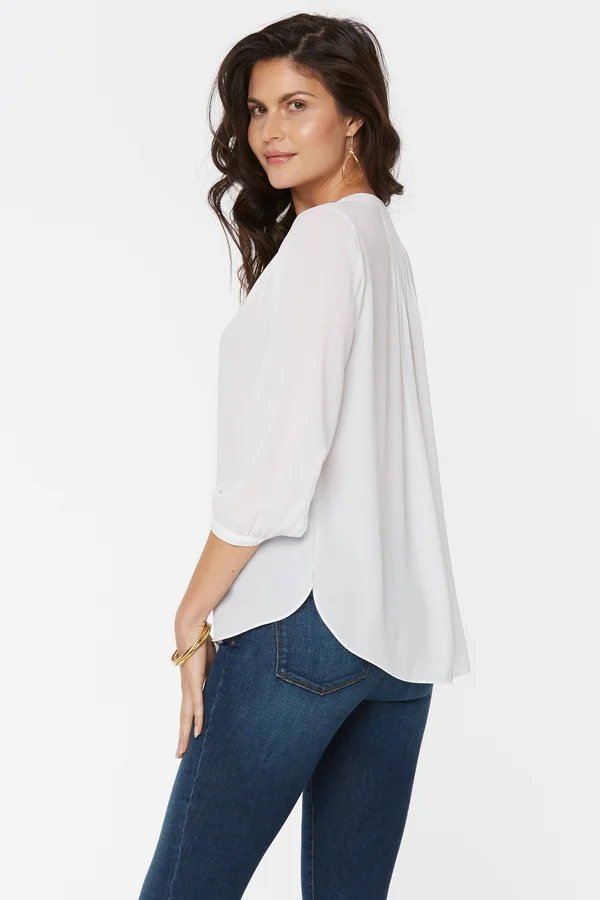 Nydj Women's Pintuck Blouse - White - Size Large