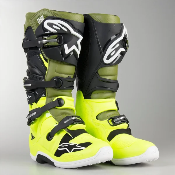 Alpinestars Tech 7 Boots - 8 Fluo Yellow/Military Green/Black