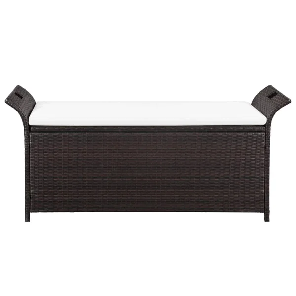 vidaXL Storage Bench with Cushion 54.3x22 Poly Rattan Black