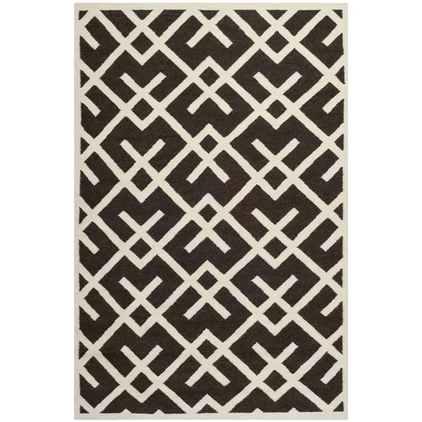 Safavieh DHU552C Dhurries Area Rug - Brown/Ivory: 5-ft x 8-ft