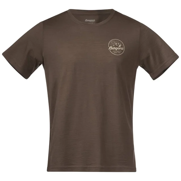 Bergans Graphic Wool Tee Brown - Men Merino Short-sleeved T-Shirt (Size S - Color Forest Brown - Chalk Sand)