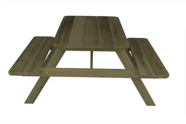Western Red Cedar Picnic Table with Attached Benches 4ft - Gray Stain, Include Standard Size Umbrella Hole