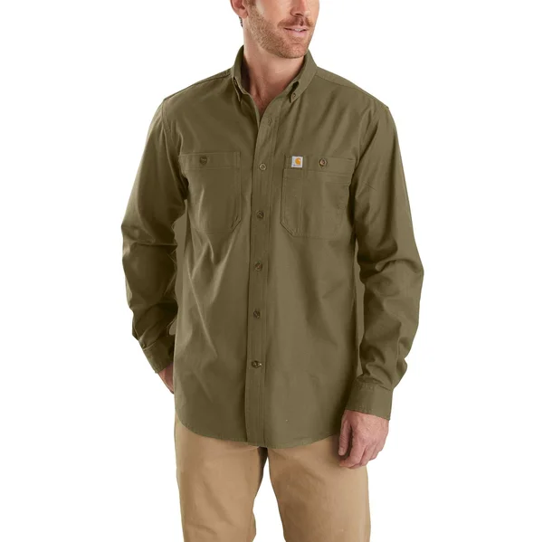 Carhartt Rugged Flex Rigby Long Sleeve Work Shirt, Men's Military Olive
